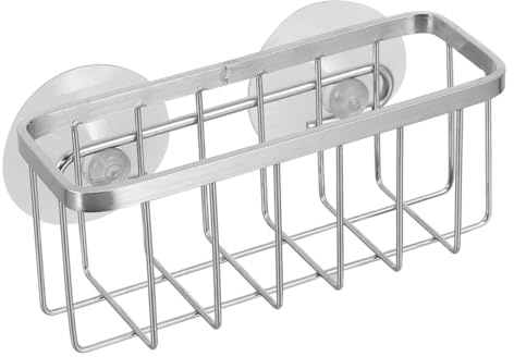 iplusmile Porta Estropajos Fregadero Cocina con Ventosas - Organizador Fregadero Acero Inoxidable Antióxido - Soporte Esponja y Jabón Sin Taladro para Cocina y Baño (Plata)