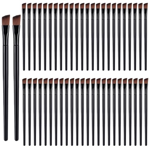 50 Pcs Angled Eyebrow Brushes Bulk, Angled Eyeliner Brush Tinting Brushes for Women, Eye Liner Brush Eye Makeup Applicator Cosmetic Tool
