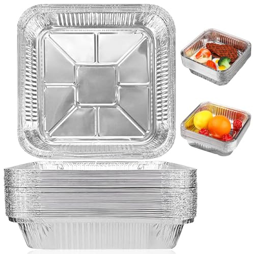 Agarte 30PCS Aluminium Foil Trays, 205 x 205 x 45 mm Disposable Foil Food Containers, Heavy-Duty Deep Square Baking Trays, Containers for Baking, Sandwich, Cooking, Oven, Air Fryer
