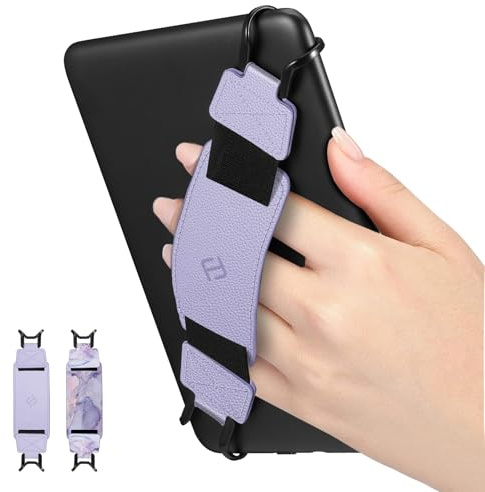 FINTIE Hand Strap for 6-8 Kindle eReaders Fire Tablet - High-Elasticity Secure Lightweight Finger Grip Holder for Kindle/Kobo/Voyaga/Lenovo/Sony E-Book 6-8 Tablets, Lilac Purple/Lilac Marble
