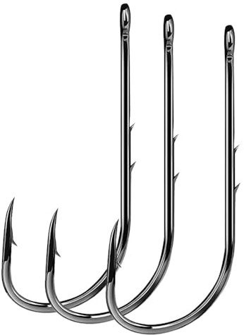 XFSRG 100 Pièces Hamecon Peche Acier à Haute en Carbone Hameçons à Poisson Chat Portables pour Poissons d'eau Douce et Salée(#1)