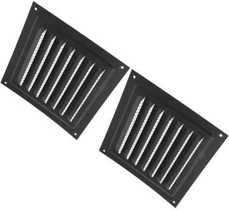 DIYEAH 2Pcs Black Louvered Bathroom Fan Vent Cover with Mesh 150X150Mm Exterior Wall Vent Grille for Ceiling Exhaust Dryer and Rv Roof Replacement
