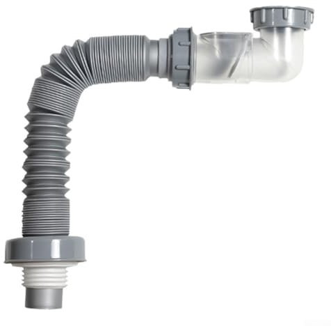 MonoSora Flexible ABS Drain Hose Set with Filter and Stop Valve for Kitchen Sink and Bathroom Washbasin, Gray