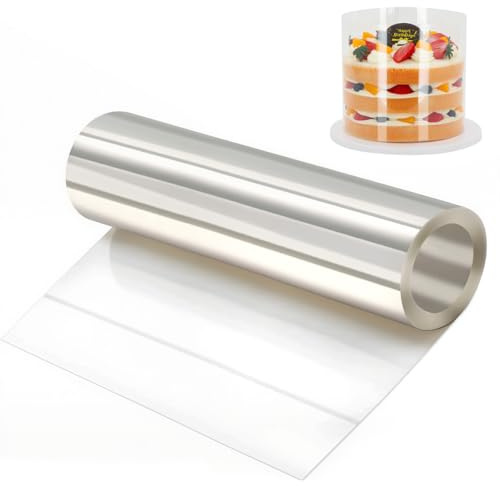 Tortenrandfolie, Tortenfolie, Tortenring, Tortenring Hoch, Transparente Acetatfolie für Torten, 20cm*5m, Wiederverwendbare Backfolie für Mousse Kuchen und Schokolade