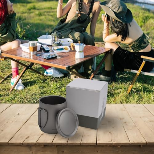 Autilyshop Tasse à eau en titane à double paroi avec couvercle pour camping, randonnée, randonnée, utilisation en extérieur, 300 ml (sans poignées, 220 ml)