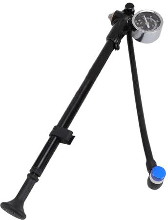Bomba de Aire para amortiguadores de Bicicleta HPZIHUIT de 300 PSI, de aleación de Aluminio, para Horquilla Delantera y suspensión Trasera, con manómetro. (Negra)