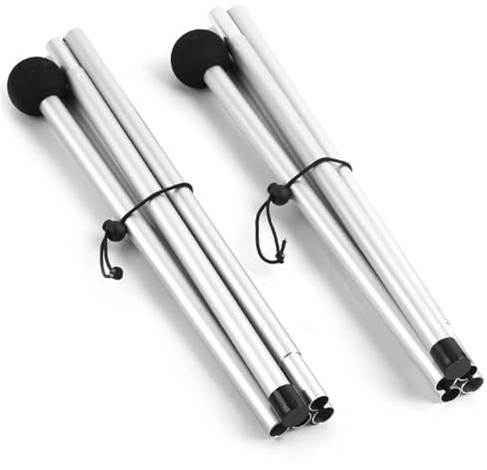 HoveeLuty Tent Poles Replacement 2 Set 6.6ft Foldable Aluminium Sun Shade Poles with Tie-Down Ropes Lightweight Portable for Camping, Hiking, Backpacking, Outdoor Tent for Tarp Replacement
