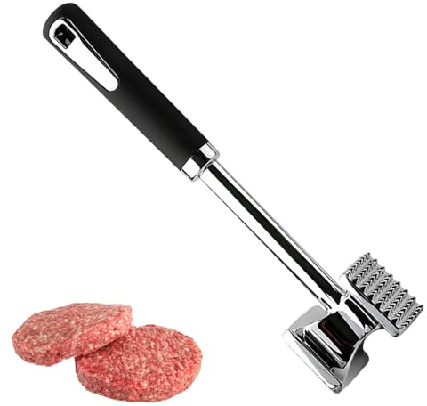 OhebEsx Fleischklopfer, Schnitzelklopfer Edelstahl, Fleischhammer Edelstahl Spülmaschinenfest, Robustes Küchenwerkzeug für Fleischzubereitung, Langlebiger Fleischklopfer aus Edelstahl