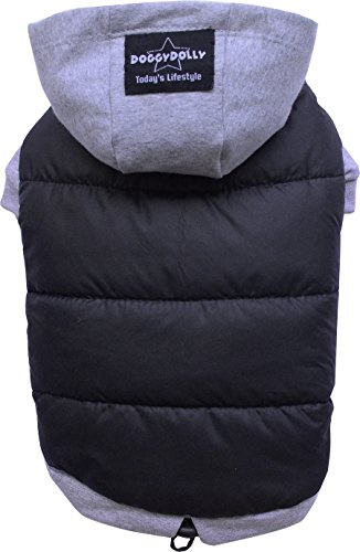 Doggy Dolly FP-W109-L Mops & Französische Bulldogge Hundemantel & Hundepullover, schwarz-grau, L