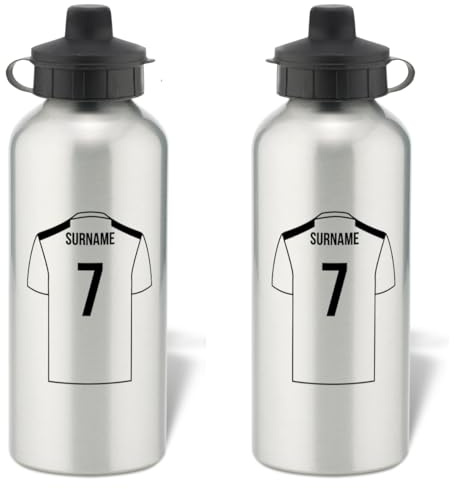 Personalised Derby County Shirt Aluminium Sports Water Bottle - Silver Bottle