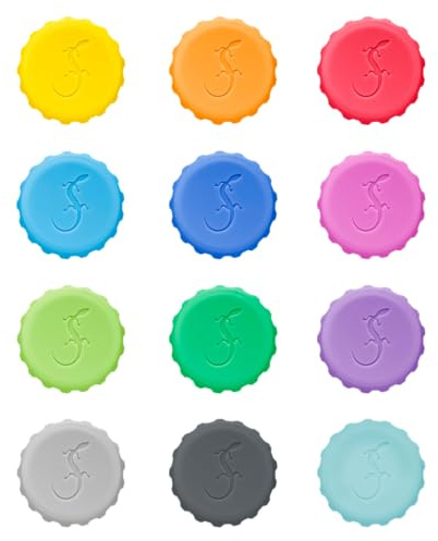 LURCH Kronkorken Flaschenverschluss, Bierflaschenverschluss, Flaschendeckel aus Platin-Silikon, 12 Stück, wiederverwendbar, Bunt