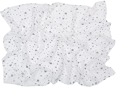 Miracle Baby Coperta di Mussola, 150x110cm Swaddle Cotone Estate, Coperta in 100% Cotone, Telo Bagno, Regalo per Bambini, Copertura per Allattamento Neonati Ovetto, Doppio Strato, Stella