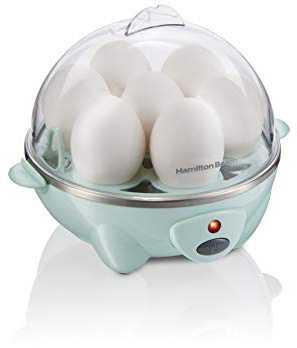 Hamilton Beach 3-in-1 Electric Egg Cooker for Hard Boiled Eggs, Poacher Eggs, Omelet Maker & Vegetable Steamer, Holds 7, Mint (25504)
