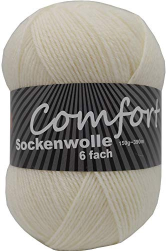 Sockenwolle Strumpfwolle 6-fach -150gr Knaul - uni - Farbe | Sockengarn 6 fädig - 375m Lauflänge pro Knaul - für besonders warme Socken- Hergestellt in Italien- weiche kuschlige Wolle