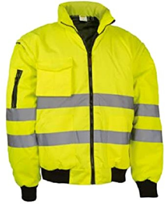 logica ALTA VISIBILITA BOMBER GIACCA UOMO DA LAVORO ANTIPIOGGIA MANICHE STACCABILI colore giallo taglia S