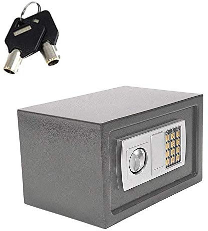 Tresor Elektronischer Safe 31x20x20cm Möbeltresor LED Doppelbolzenverriegelung Wandtresor Grau