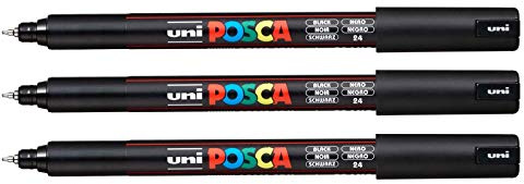 Uni-ball PX89789000 POSCA -181701 märkpenna med kalibrerad spets (svart 3 stycken)