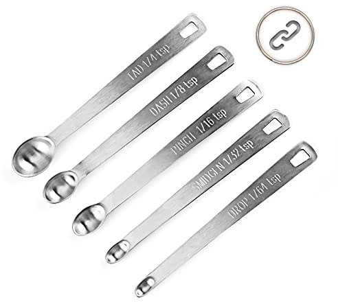 Measuring Spoons Set, Heavy Duty Stainless Steel Measuring Spoons, Mini Measuring Spoon for Cooking Baking, Tablespoon for Dry or Liquid Ingredients, Fits in Spice Jar