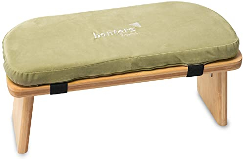 banters Meditationsbank aus Bambus Holz, Faltbarer Meditationshocker mit Kissen, Hellgrün