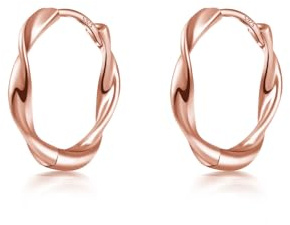Immobird Silber Creolen Damen 925 Twisted Creolen Ohrringe Einfach Klassische Kreolen Ohrringe für Damen Herren Durchmesser 16mm