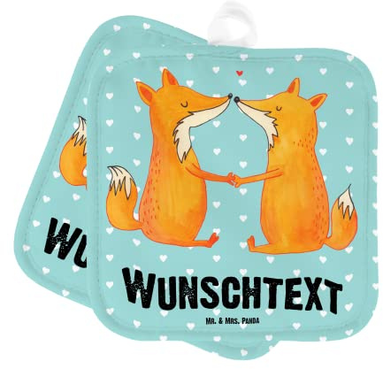 Mr. & Mrs. Panda Topflappen Bedrucken Füchse Liebe - Personalisierte Geschenke, Fuchs, mit Namen, Paar, Freundin, Topfhandschuhe, Personalisiert