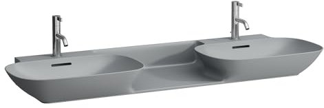 Laufen INO lavabo double, 1 trou de robinetterie par vasque, avec trop-plein, 1420x450mm, H8143047581041, Couleur: Graphite mat