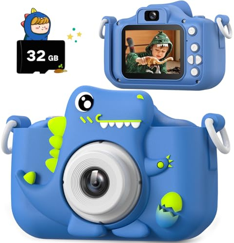 HOOMOON Appareil Photo Enfant, Caméra Selfie Jouet Fille Garçon, Carte SD 32 Go, Enregistreur Vidéo HD 1080p, Cadeaux d'anniversaire de Noël pour 3-12 Ans, Bleu