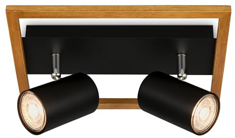 BRILONER – Deckenlampe, Deckenleuchte, Lampe, Holzrahmen, Schwenkbar, Wohnzimmerlampe, Schlafzimmerlampe, Küchenlampe, Schwarz-Holz