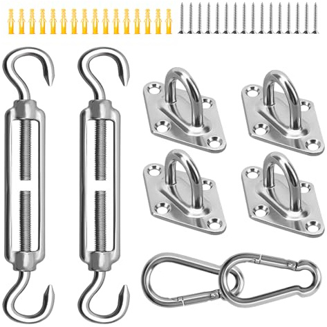 Sonnensegel Befestigung, 304 Edelstahl Sonnensegel, M5 Sonnensegel Befestigungs Kit, Sonnensegel Zubehör Montage, für Dreieck und Quadrat Zubehör Kit