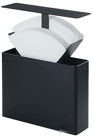 Kaffeefilter Aufbewahrung Kaffeefilterpapierhalter aus Metall, Kaffeefilterpapier-Spendergestell, for kegelförmige Pour-Over-Papierfilter 101, 102, V01, V02 Kaffefilterhalterung (Color : Schwarz)