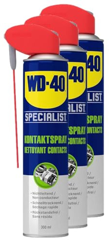 WD-40 Specialist Kontaktspray 3x300 ml – Antistatischer Reiniger für Elektronik, entfernt Feuchtigkeit, Schmutz & Öl, für bessere Leitfähigkeit, rückstandsfreie Reinigung & Schutz vor Kurzschlüssen