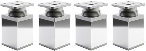 ATM Möbelfüße Verstellbar Füße Möbel Höhenverstellbar für Möbelfüsse 6cm Möbelbeine Möbelfuß 40x40mm Regalfüße Erhöhung Nachttisch Couchtisch Beine Sideboard TV Aluminium Kunststoff - Chrom Asche