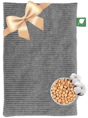 HERBALIND Robustes Kirschkernkissen Cord Premium30x20cm 600g (M) - Handmade in Germany - Wärmekissen für Mikrowelle - 100% OEKO TEX Baumwolle für Erwachsene Kinder (Cordstoff, grau)