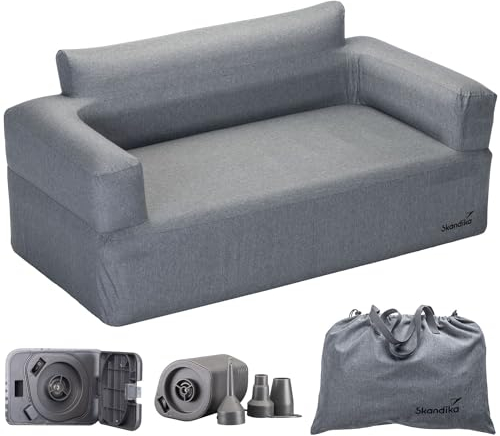 Skandika Luftsofa Easy Air Double | Aufblasbares Sofa Outdoor, mit Elektropumpe, für 2 Personen, Aufladbar mit USB-Ladekabel, Gästebett, bis 200 kg, Tragetasche | Luft Couch, Camping