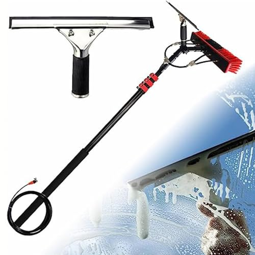 Water Fed Telescopic Brush with Squeegee,Solar Panel Cleaning Equipment,Extendable Cleaner for Conservatory Roof Outdoor High Window (Size : 9m/30FT)
