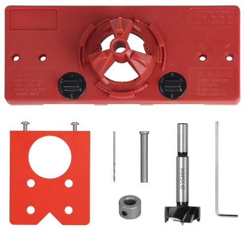 EFUTURETIME Topfband Bohrschablone Scharnier mit 2 Kraftklemme und Forstnerbohrer Ø35mm, Topfscharnier Jig für Topfbänder mit Bohrlochabstand 46/48/52mm