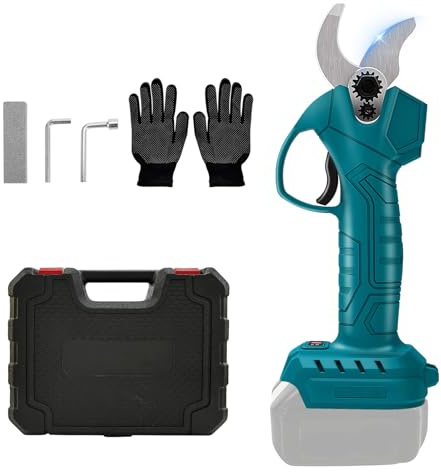 Akku Elektrische Gartenschere, Bürstenlose Astschere kompatibel mit Makita 18V Akku, 25mm Schneiddurchmesser, Akku BaumSchere mit Schleifstein, Schutzhandschuhen und Kasten (ohne Akku)