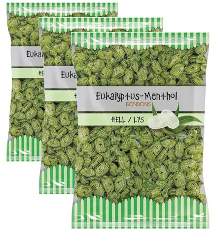 EUKA MENTHOL Eukalyptus Bonbons hell, ca. 150 Eukalyptus Drops, 3er Pack (1 x 1000 g)