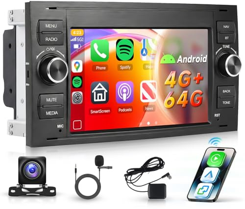 4G+64G Car Stereo for Ford Galaxy 2005-2007 Ford S-MAX 2007-2009 5GWifi | Hodozzy 7 HD Touchscreen Radio with DSP Wireless Carplay Android Auto BT 5.0 GPS FM/RDS SWC Reverse Camera