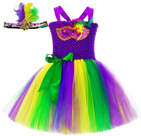 ETUCYNG Tutu-klänning för dans, mardiklänning för flickor – flerfärgad festsommarklänning av tyll i flera lager för flickor, semesterklänning, födelsedagsklänning, outfits, fest avslutningsbaloutfit