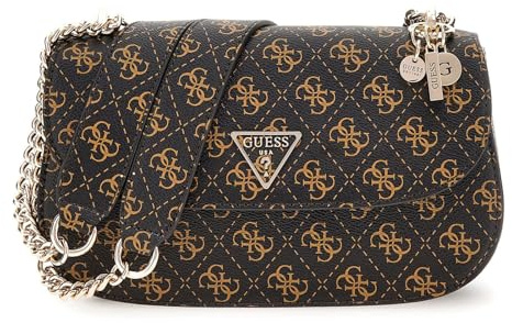GUESS Eco Erica Convertible Xbody Flap Bag Brown Logo