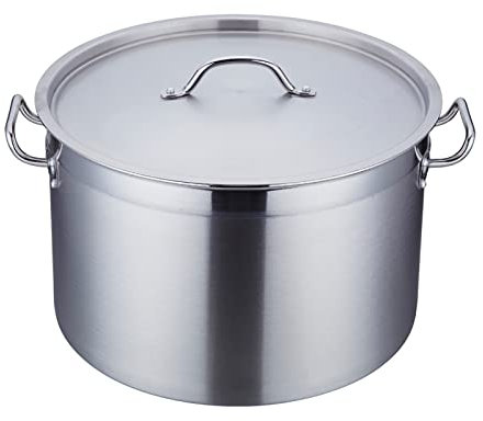 OWOHYG Stainless Steel Stockpot with Lid, Induction- Safe Stainless Steel Stock Pot with Lid, Stainless Steel Cookware, Stock Pot, Silver (30 * 20cm(15L))