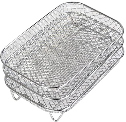 Kuchengitter Abkühlgitter Edelstahl, 3 Stück, Stapelbar, Backgitter, Abdropfgitter Backen, Kuchenrost, Tortengitter Rechteckig, Backen Zubehör für Keks Kekse Plätzchen, Back Utensilien (Sliber)