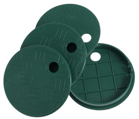 TOGEVAL 4pcs Green 6-inch Round Irrigation Valve Box Covers for Lawn Sprinkler Systems Outdoor Water System Irrigation Control Lid Replacement