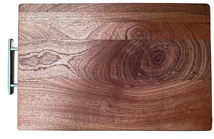 Suprills Extra-Thick Wooden Chopping Board - Sandalwood 50x33x2.8cm with Chrome Handle, Ideal Kitchen Utensils Set for Carving Meat, Cutting Vegetables, Cheeses, and Bread