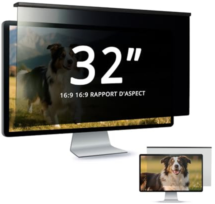EliWhale Hängende Sichtschutzfolie für 32 Zoll 16:9 Monitor, Blendschutz | 730 x 430 mm, matte Oberfläche, Blendschutz, abnehmbare Hängemontage, HD-Blaulichtfilter, passend für 31,5–32 Zoll
