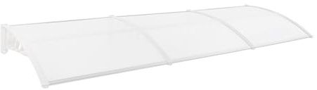 Marquesina para puerta de entrada 90 x 300 cm, toldo transparente con soporte de PP, techo de puerta para exterior, protección contra la lluvia, adecuado para puertas y balcones, color blanco
