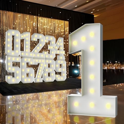 3FT Marquee Light Up Number,Marquee Numbers 3 Feet Tall, Large Led Sign for Party,Birthday Decorations,Graduation,Prom,Baby Shower(Number 1)