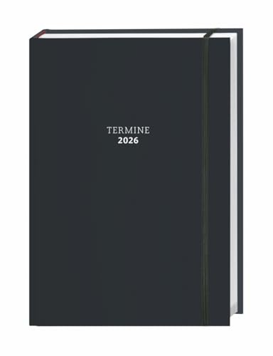 Termine - Tages-Kalenderbuch classic schwarz A6 - Kalenderbuch 2026 - mit Tageskalendarium - Heye-Verlag - Taschenkalender - 11,5 cm x 16,3 cm