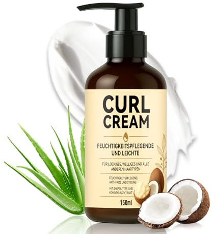 Crema Capelli Ricci, Naturali con Burro di Karité e Olio di Cocco – Idratazione Profonda, Anticrespo, Definizione Leggera, Dona Elasticità, Brillantezza e Nutrimento, 150 ml